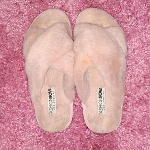 Pink furry slippers